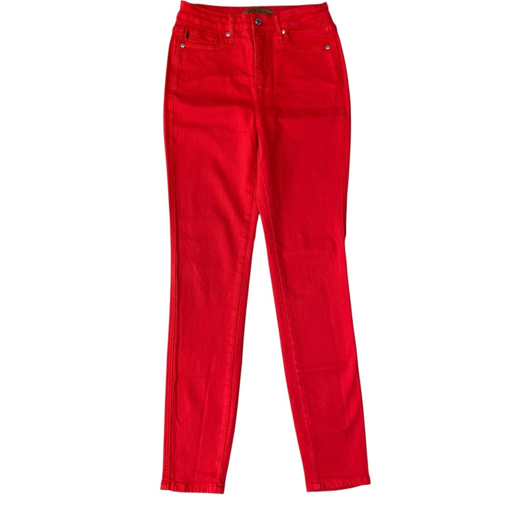Judy Blue Red Skinny Jeans Women's Size 3/26 High Rise Stretch‎ Denim 28" Inseam